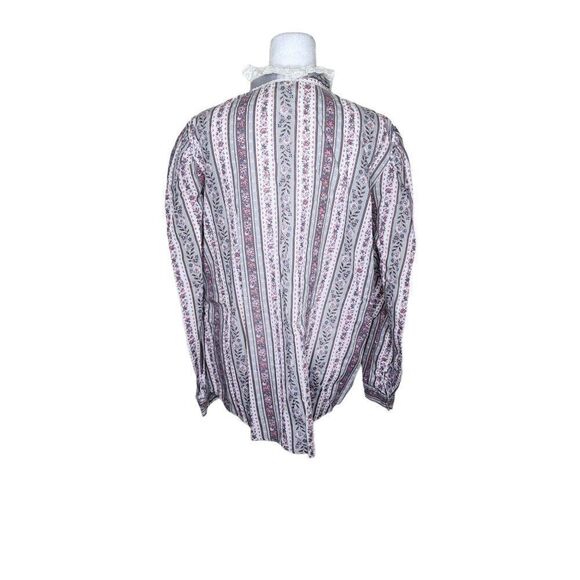 Vintage Long Sleeve High Neck Prairie Button Down Top Blouse Womens 2XL Gray - Picture 6 of 9